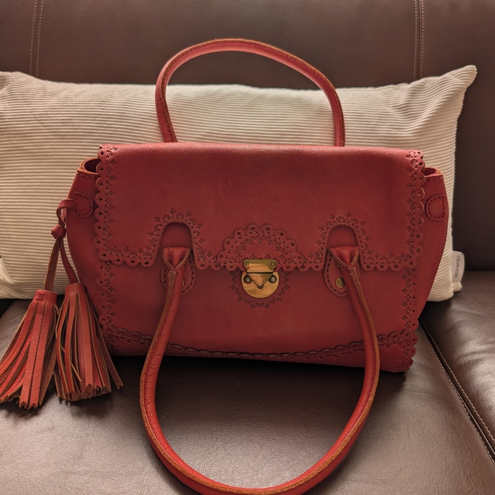 Isabella Fiore Red Satchel with Tassels